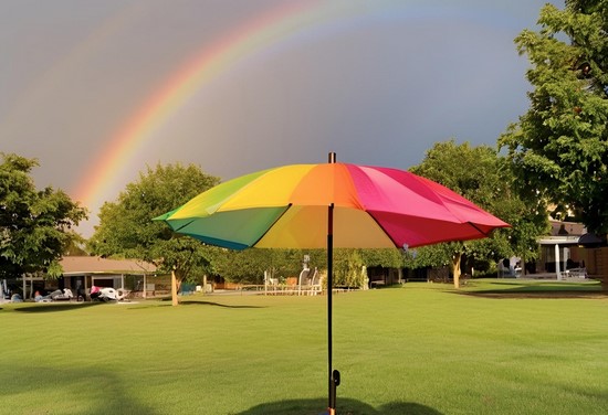 Regenbogenschirm mit Regenbogen